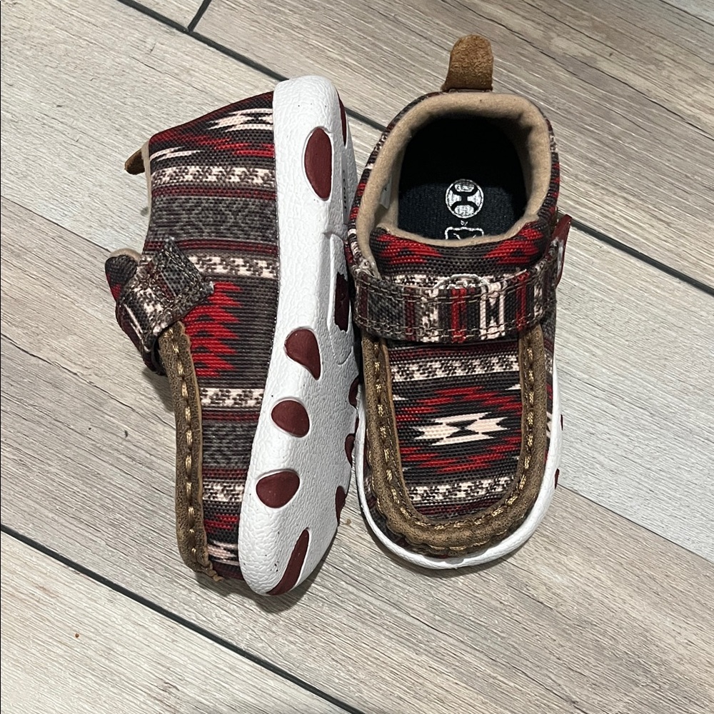 Twisted X Kids Moccasins - Brown and Red Pattern